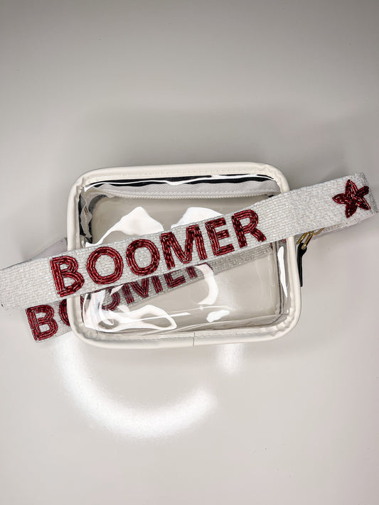 'Boomer" Beaded Purse Strap - White