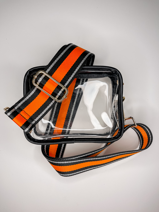 Black & Orange Striped Purse Strap