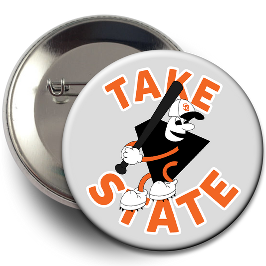 "Take State" Sallisaw Baseball Button - Gray