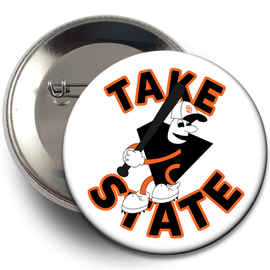 "Take State" Sallisaw Baseball Button - White