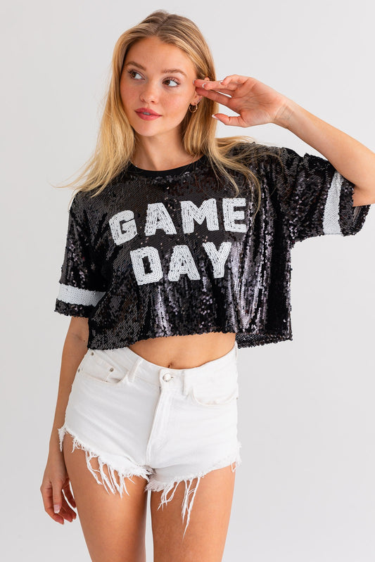 Game Day Sequin Cropped Top